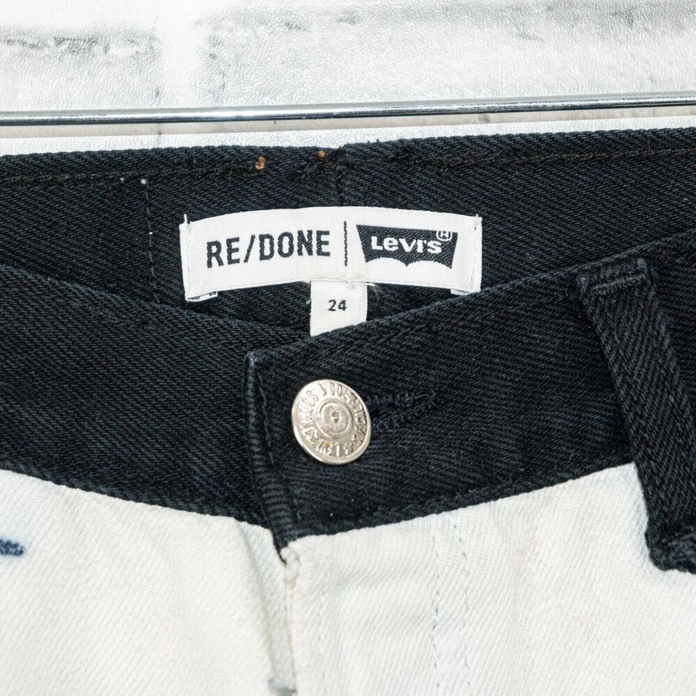 RE/DONE x Levi's size 24 2-Tone Black White Denim Jeans Vintage stained - Picture 5 of 10